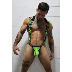 Breedwell Harnais Neo Camo Noir-Vert Neon